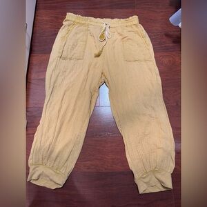 Anthropologie Mustard Elastic Waist Pants